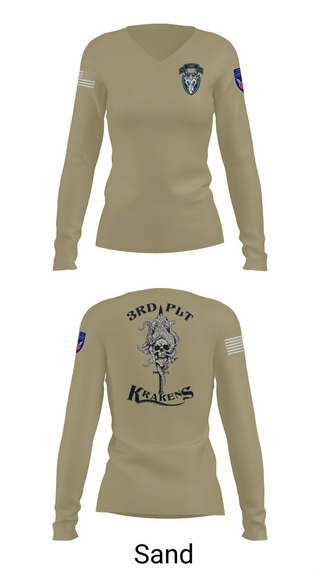 Womens Long Sleeve Vneck Shirt, , Army, Teamtime, Team time, sublimation, custom sports apparel, team uniforms, spirit wear, spiritwear, sports uniforms, custom shirts, team store, custom team store, fundraiser sports, apparel fundraiser