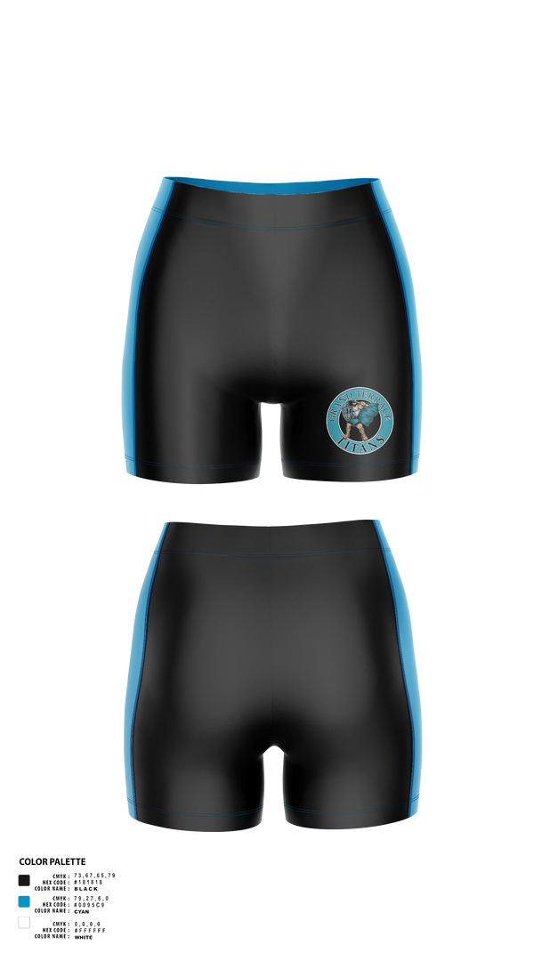 Womens Compression Shorts, Titans, Women's Basketball, Teamtime, Team time, sublimation, custom sports apparel, team uniforms, spirit wear, spiritwear, sports uniforms, custom shirts, team store, custom team store, fundraiser sports, apparel fundraiser
