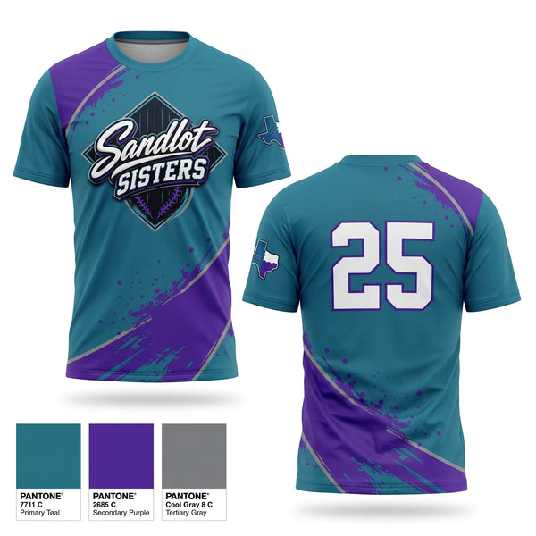 Short Sleeve Performance Shirt, Sandlot Sisters, Softball, Teamtime, Team time, sublimation, custom sports apparel, team uniforms, spirit wear, spiritwear, sports uniforms, custom shirts, team store, custom team store, fundraiser sports, apparel fundraiser