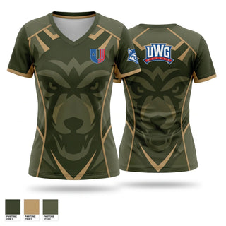 Womens Short Sleeve Vneck Shirt, UWG. Wolves, , Teamtime, Team time, sublimation, custom sports apparel, team uniforms, spirit wear, spiritwear, sports uniforms, custom shirts, team store, custom team store, fundraiser sports, apparel fundraiser