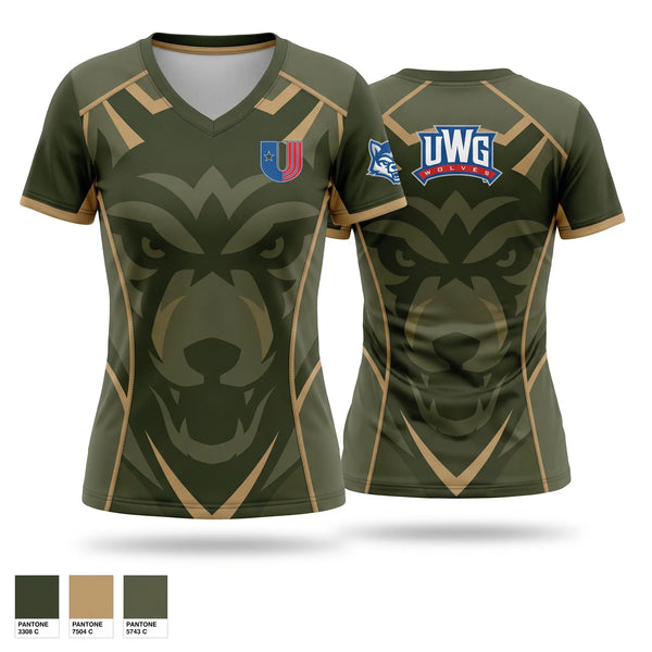 Womens Short Sleeve Vneck Shirt, UWG. Wolves, , Teamtime, Team time, sublimation, custom sports apparel, team uniforms, spirit wear, spiritwear, sports uniforms, custom shirts, team store, custom team store, fundraiser sports, apparel fundraiser