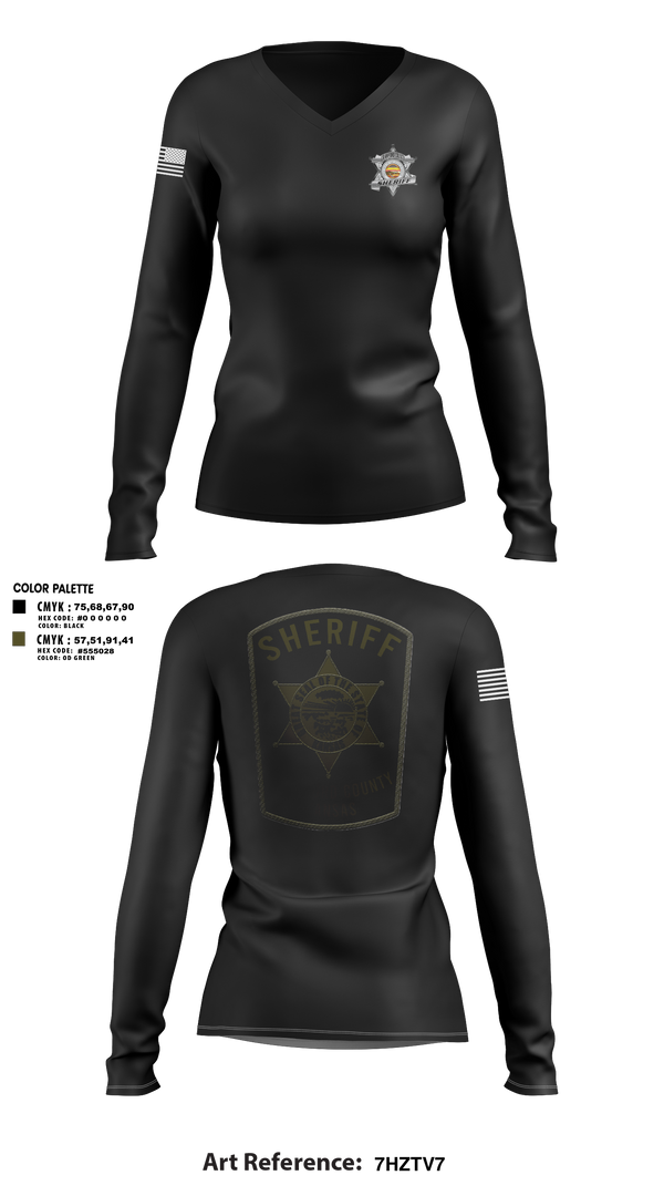 Womens Long Sleeve Vneck Shirt, Crawford county investigations bureau, Police, Teamtime, Team time, sublimation, custom sports apparel, team uniforms, spirit wear, spiritwear, sports uniforms, custom shirts, team store, custom team store, fundraiser sports, apparel fundraiser