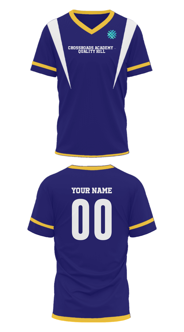 Mens Soccer Jersey, Crossroads Academy – Quality Hill, Spirit Store, Teamtime, Team time, sublimation, custom sports apparel, team uniforms, spirit wear, spiritwear, sports uniforms, custom shirts, team store, custom team store, fundraiser sports, apparel fundraiser