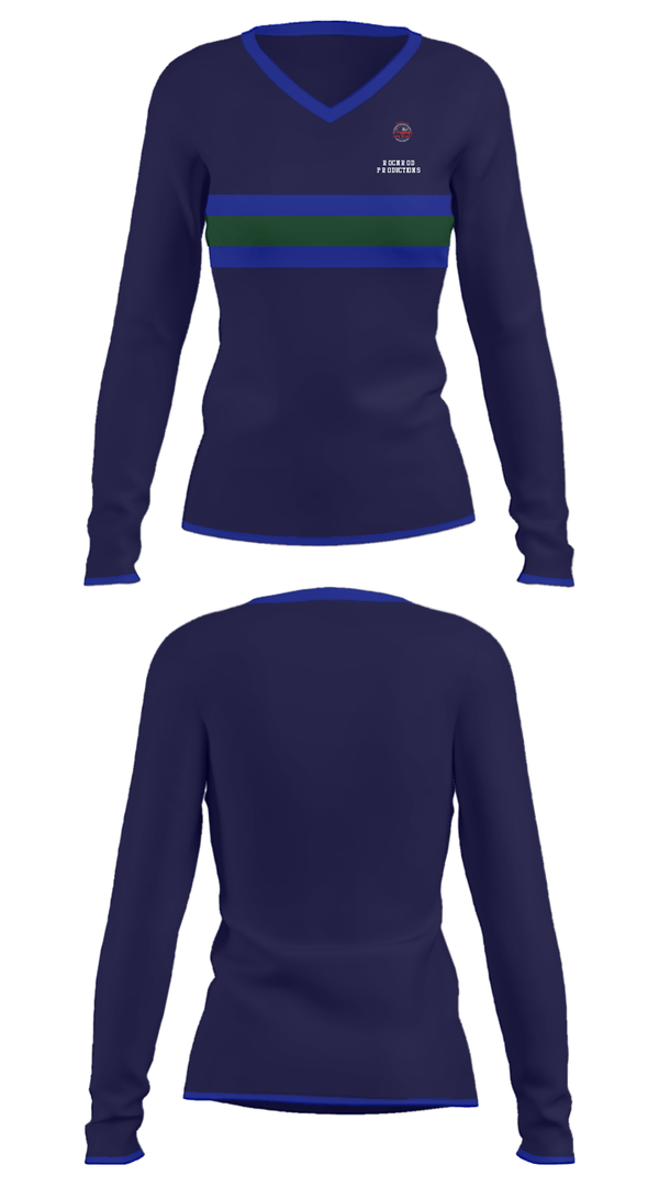 Women's Long Sleeve Vneck Shirt, Rocnrod Productions, , Teamtime, Team time, sublimation, custom sports apparel, team uniforms, spirit wear, spiritwear, sports uniforms, custom shirts, team store, custom team store, fundraiser sports, apparel fundraiser