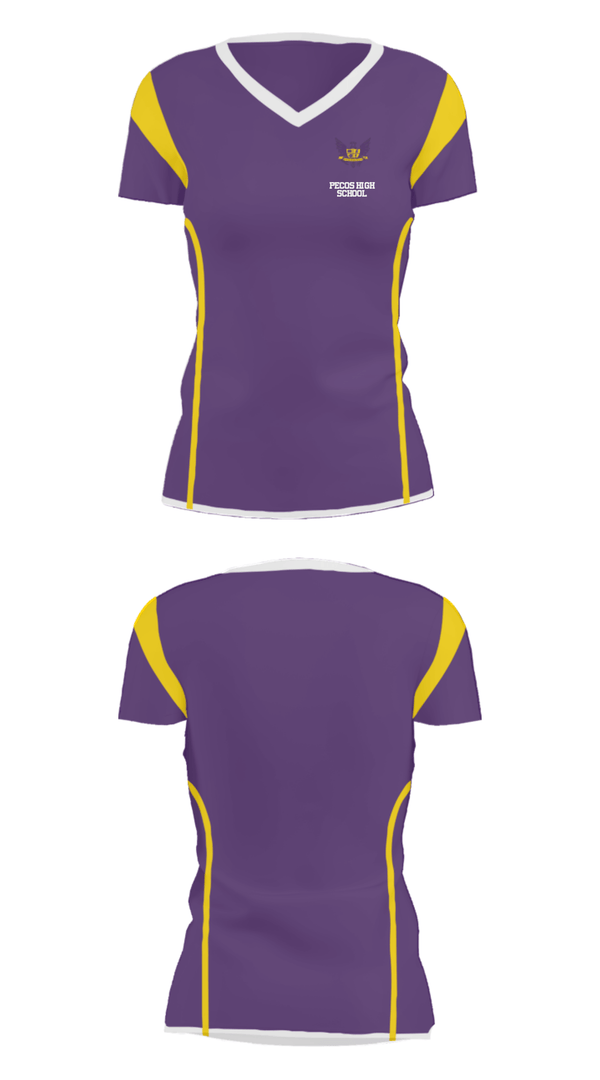 Women's Short Sleeve Vneck Shirt, Pecos High School, Spirit Store, Teamtime, Team time, sublimation, custom sports apparel, team uniforms, spirit wear, spiritwear, sports uniforms, custom shirts, team store, custom team store, fundraiser sports, apparel fundraiser