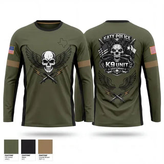 Long Sleeve Performance Shirt, Katy PD K9 Unit, Police, Teamtime, Team time, sublimation, custom sports apparel, team uniforms, spirit wear, spiritwear, sports uniforms, custom shirts, team store, custom team store, fundraiser sports, apparel fundraiser
