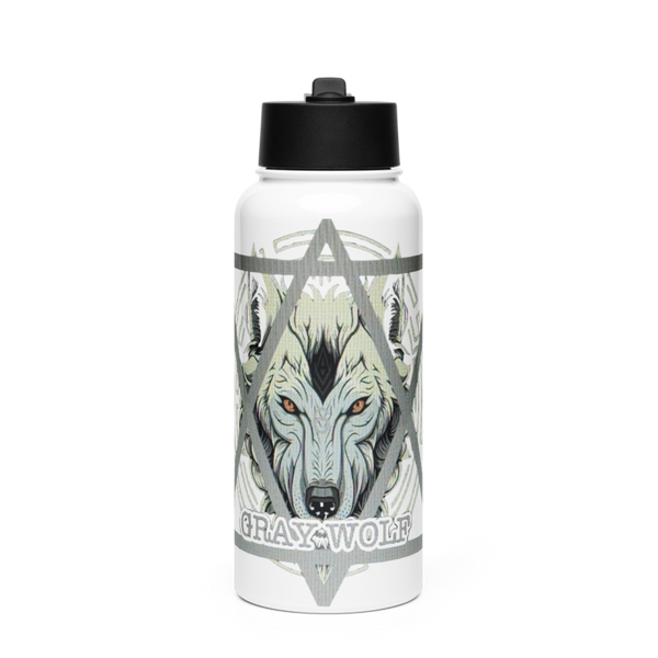 Gray Wolf 93309237 Stainless Steel Water Bottle with a Straw Lid