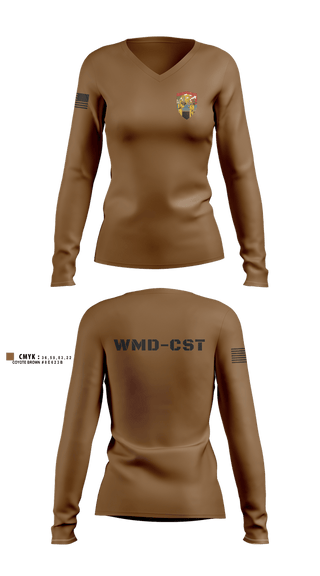 Womens Long Sleeve Vneck Shirt, 24th WMD-CST, Army, Teamtime, Team time, sublimation, custom sports apparel, team uniforms, spirit wear, spiritwear, sports uniforms, custom shirts, team store, custom team store, fundraiser sports, apparel fundraiser