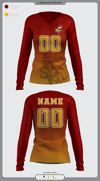 Women's Long Sleeve Vneck Shirt, Mission Valley Senior High School Volleyball, Women's Volleyball, Teamtime, Team time, sublimation, custom sports apparel, team uniforms, spirit wear, spiritwear, sports uniforms, custom shirts, team store, custom team store, fundraiser sports, apparel fundraiser