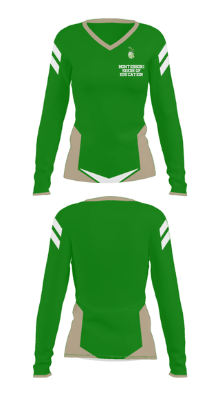 Women's Long Sleeve Vneck Shirt, Montessori Seeds Of Education, Spirit Store, Teamtime, Team time, sublimation, custom sports apparel, team uniforms, spirit wear, spiritwear, sports uniforms, custom shirts, team store, custom team store, fundraiser sports, apparel fundraiser