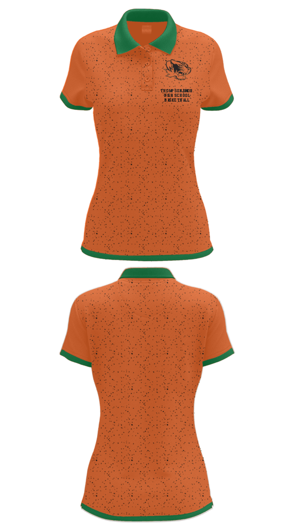 Women's Short Sleeve Performance Polo, Thompson Junior High School Basketball, Women's Basketball, Teamtime, Team time, sublimation, custom sports apparel, team uniforms, spirit wear, spiritwear, sports uniforms, custom shirts, team store, custom team store, fundraiser sports, apparel fundraiser