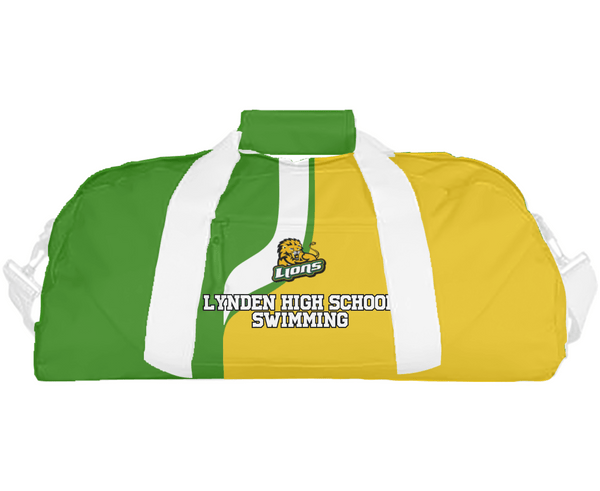 Duffle Bag, Lynden High School Swimming, Swimming, Teamtime, Team time, sublimation, custom sports apparel, team uniforms, spirit wear, spiritwear, sports uniforms, custom shirts, team store, custom team store, fundraiser sports, apparel fundraiser