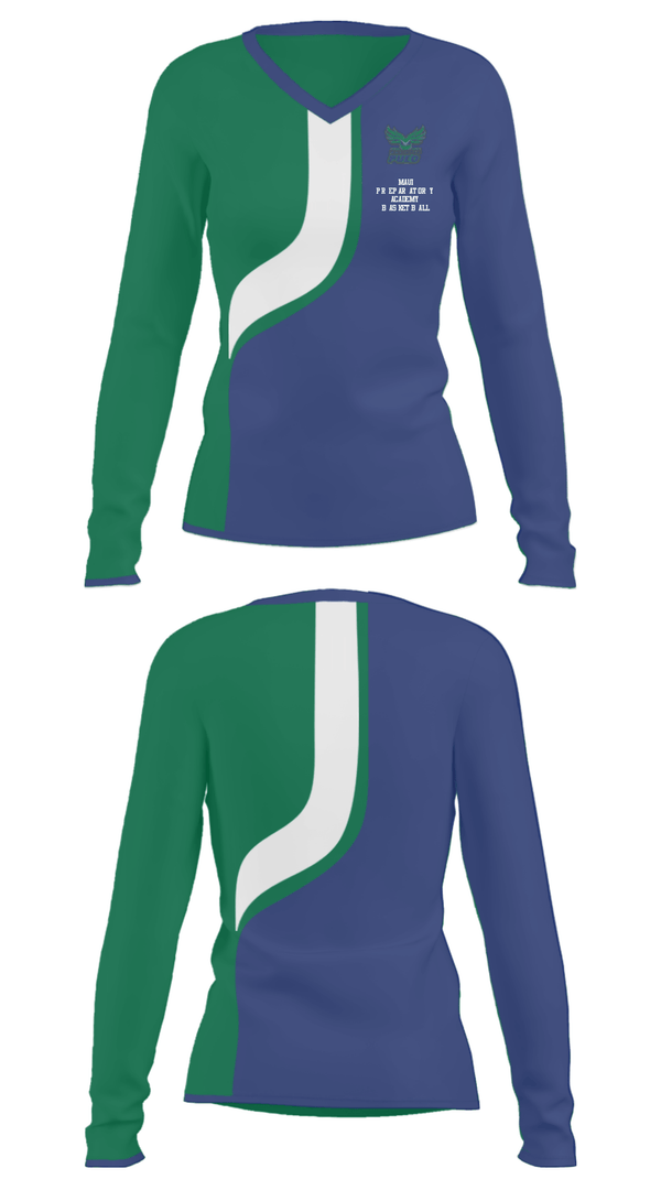 Women's Long Sleeve Vneck Shirt, Maui Preparatory Academy Basketball, Wrestling, Teamtime, Team time, sublimation, custom sports apparel, team uniforms, spirit wear, spiritwear, sports uniforms, custom shirts, team store, custom team store, fundraiser sports, apparel fundraiser
