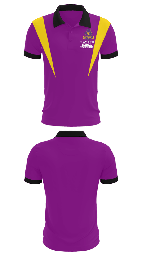 Short Sleeve Performance Polo, Clay High School Swimming, Swimming, Teamtime, Team time, sublimation, custom sports apparel, team uniforms, spirit wear, spiritwear, sports uniforms, custom shirts, team store, custom team store, fundraiser sports, apparel fundraiser