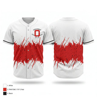 Full Button Baseball Jersey, Utah Owlz, Baseball, Teamtime, Team time, sublimation, custom sports apparel, team uniforms, spirit wear, spiritwear, sports uniforms, custom shirts, team store, custom team store, fundraiser sports, apparel fundraiser