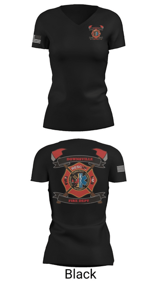 Womens Short Sleeve Vneck Shirt, Downsville fire department, Fire Department, Teamtime, Team time, sublimation, custom sports apparel, team uniforms, spirit wear, spiritwear, sports uniforms, custom shirts, team store, custom team store, fundraiser sports, apparel fundraiser
