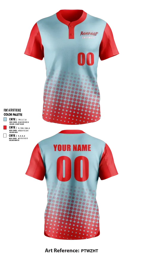 Two Button Softball Jersey, Porterville Rampage 10u, Softball, Teamtime, Team time, sublimation, custom sports apparel, team uniforms, spirit wear, spiritwear, sports uniforms, custom shirts, team store, custom team store, fundraiser sports, apparel fundraiser