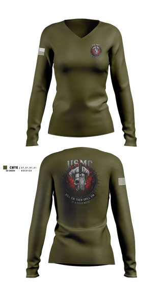 Womens Long Sleeve Vneck Shirt, 1/1, Marines, Teamtime, Team time, sublimation, custom sports apparel, team uniforms, spirit wear, spiritwear, sports uniforms, custom shirts, team store, custom team store, fundraiser sports, apparel fundraiser