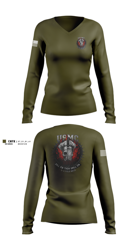 Womens Long Sleeve Vneck Shirt, 1/1, Marines, Teamtime, Team time, sublimation, custom sports apparel, team uniforms, spirit wear, spiritwear, sports uniforms, custom shirts, team store, custom team store, fundraiser sports, apparel fundraiser