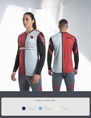 Womens Long Sleeve Vneck Shirt, Corning Boys Soccer, Men's Soccer, Teamtime, Team time, sublimation, custom sports apparel, team uniforms, spirit wear, spiritwear, sports uniforms, custom shirts, team store, custom team store, fundraiser sports, apparel fundraiser