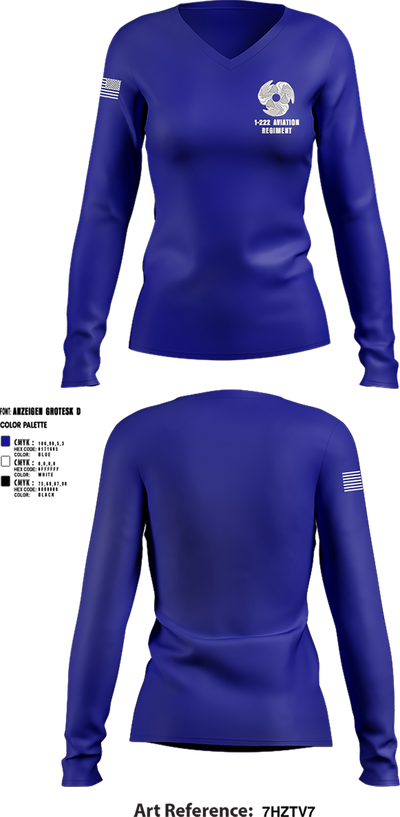 1-222 Aviation Regiment Women's Long Sleeve V-neck Shirt - 5