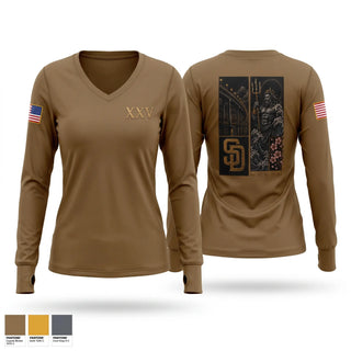 Womens Long Sleeve Vneck Shirt, MSRON, Navy, Teamtime, Team time, sublimation, custom sports apparel, team uniforms, spirit wear, spiritwear, sports uniforms, custom shirts, team store, custom team store, fundraiser sports, apparel fundraiser