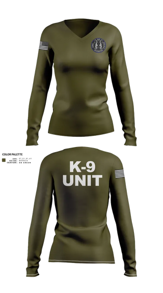 Womens Long Sleeve Vneck Shirt, EPD K-9, Police, Teamtime, Team time, sublimation, custom sports apparel, team uniforms, spirit wear, spiritwear, sports uniforms, custom shirts, team store, custom team store, fundraiser sports, apparel fundraiser