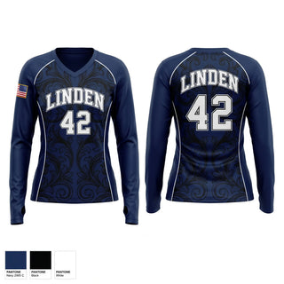 Womens Long Sleeve Vneck Shirt, Linden 42, Police, Teamtime, Team time, sublimation, custom sports apparel, team uniforms, spirit wear, spiritwear, sports uniforms, custom shirts, team store, custom team store, fundraiser sports, apparel fundraiser