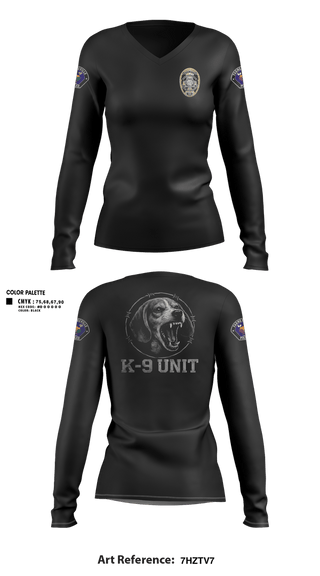 Womens Long Sleeve Vneck Shirt, Farmersville PD, Police, Teamtime, Team time, sublimation, custom sports apparel, team uniforms, spirit wear, spiritwear, sports uniforms, custom shirts, team store, custom team store, fundraiser sports, apparel fundraiser