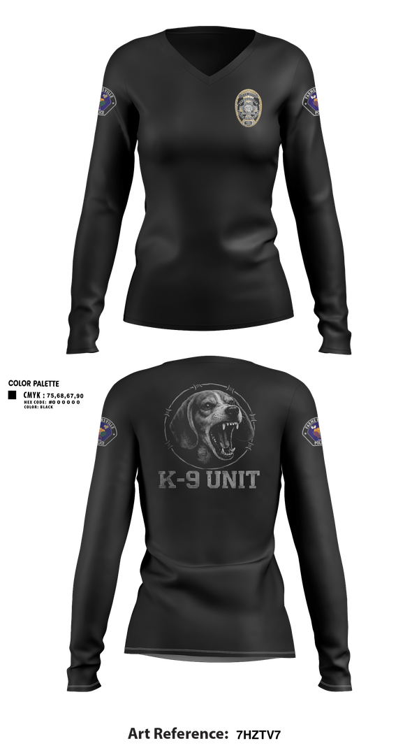 Womens Long Sleeve Vneck Shirt, Farmersville PD, Police, Teamtime, Team time, sublimation, custom sports apparel, team uniforms, spirit wear, spiritwear, sports uniforms, custom shirts, team store, custom team store, fundraiser sports, apparel fundraiser