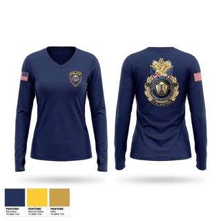 Womens Long Sleeve Vneck Shirt, VETERANS affairs police, Police, Teamtime, Team time, sublimation, custom sports apparel, team uniforms, spirit wear, spiritwear, sports uniforms, custom shirts, team store, custom team store, fundraiser sports, apparel fundraiser