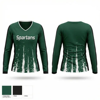 Womens Long Sleeve Vneck Shirt, Spartans, Softball, Teamtime, Team time, sublimation, custom sports apparel, team uniforms, spirit wear, spiritwear, sports uniforms, custom shirts, team store, custom team store, fundraiser sports, apparel fundraiser