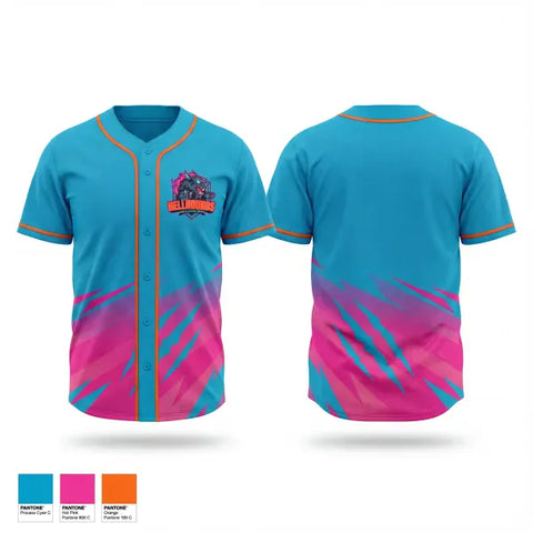 Full Button Baseball Jersey, HELLHOUNDS, Baseball, Teamtime, Team time, sublimation, custom sports apparel, team uniforms, spirit wear, spiritwear, sports uniforms, custom shirts, team store, custom team store, fundraiser sports, apparel fundraiser