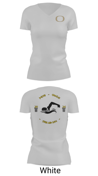Delphi Community High School Swimming 22863035 Women's Short Sleeve V-neck Shirt - 7