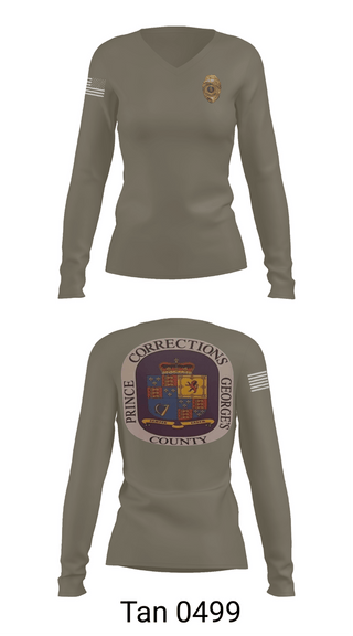 Womens Long Sleeve Vneck Shirt, PG County Department of Corrections, Police, Teamtime, Team time, sublimation, custom sports apparel, team uniforms, spirit wear, spiritwear, sports uniforms, custom shirts, team store, custom team store, fundraiser sports, apparel fundraiser