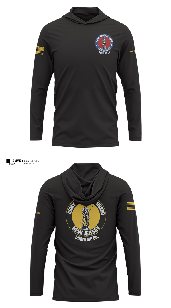 Long Sleeve Performance Shirt with hood, 508th MP Co, National Guard, Teamtime, Team time, sublimation, custom sports apparel, team uniforms, spirit wear, spiritwear, sports uniforms, custom shirts, team store, custom team store, fundraiser sports, apparel fundraiser