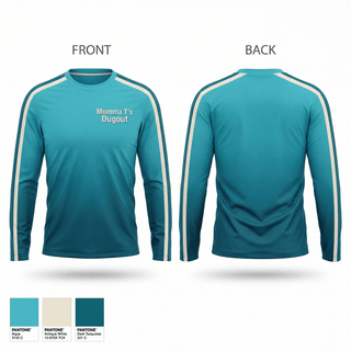 Long Sleeve Performance Shirt, Momma T’s Dugout, Softball, Teamtime, Team time, sublimation, custom sports apparel, team uniforms, spirit wear, spiritwear, sports uniforms, custom shirts, team store, custom team store, fundraiser sports, apparel fundraiser