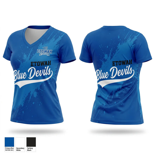 Womens Short Sleeve Vneck Shirt, Etowah, Spirit Store, Teamtime, Team time, sublimation, custom sports apparel, team uniforms, spirit wear, spiritwear, sports uniforms, custom shirts, team store, custom team store, fundraiser sports, apparel fundraiser