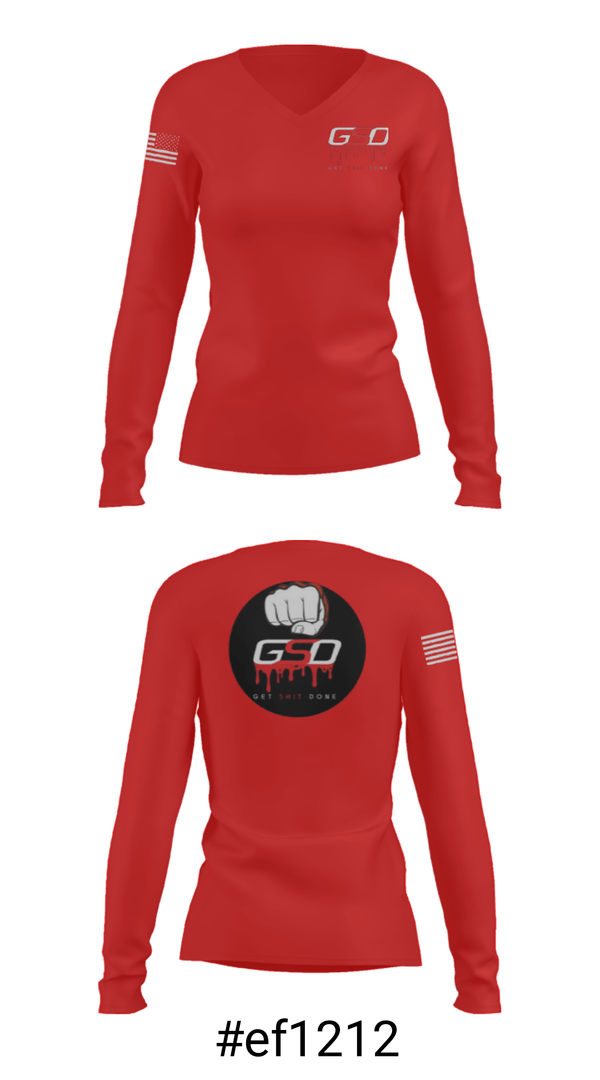 Women's Long Sleeve Vneck Shirt, GetShitDone, E-Sports, Teamtime, Team time, sublimation, custom sports apparel, team uniforms, spirit wear, spiritwear, sports uniforms, custom shirts, team store, custom team store, fundraiser sports, apparel fundraiser