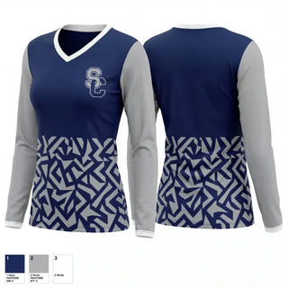 Womens Long Sleeve Vneck Shirt, Falcons, Baseball, Teamtime, Team time, sublimation, custom sports apparel, team uniforms, spirit wear, spiritwear, sports uniforms, custom shirts, team store, custom team store, fundraiser sports, apparel fundraiser