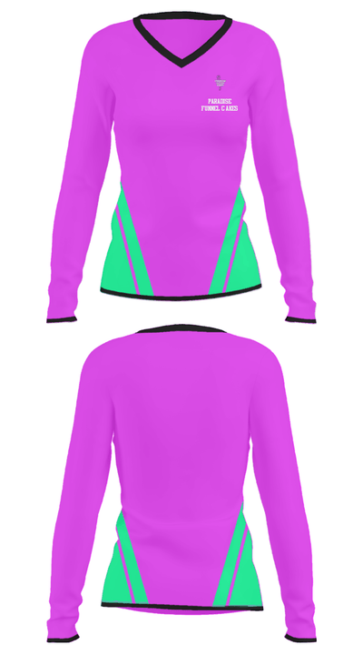 Paradise Funnel Cakes 47204520 Women's Long Sleeve V-neck Shirt - 23