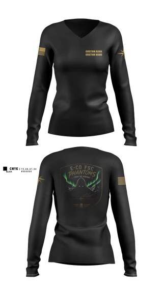 Womens Long Sleeve Vneck Shirt, E. Co 1-229 mx, Army, Teamtime, Team time, sublimation, custom sports apparel, team uniforms, spirit wear, spiritwear, sports uniforms, custom shirts, team store, custom team store, fundraiser sports, apparel fundraiser