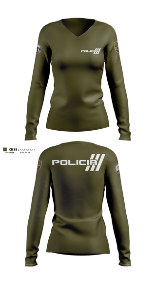 Womens Long Sleeve Vneck Shirt, Inteligencia criminal, Police, Teamtime, Team time, sublimation, custom sports apparel, team uniforms, spirit wear, spiritwear, sports uniforms, custom shirts, team store, custom team store, fundraiser sports, apparel fundraiser