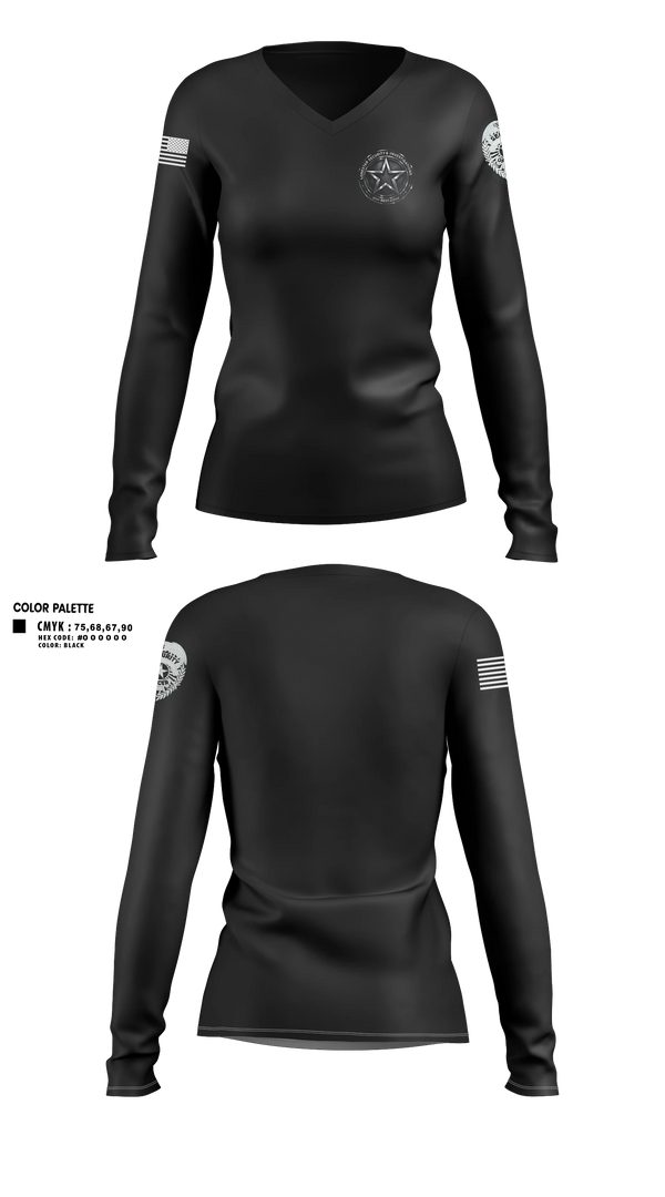Womens Long Sleeve Vneck Shirt, Lonestar Security and Investigations, LLC, Police, Teamtime, Team time, sublimation, custom sports apparel, team uniforms, spirit wear, spiritwear, sports uniforms, custom shirts, team store, custom team store, fundraiser sports, apparel fundraiser