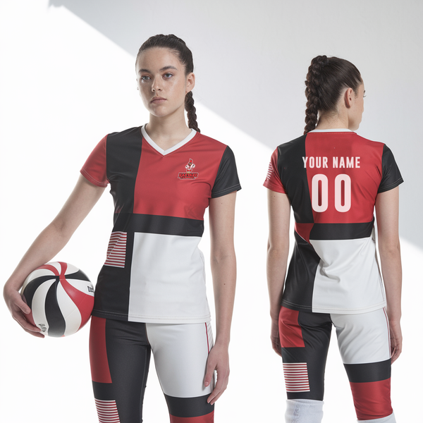 Womens Short Sleeve Vneck Shirt, Harvard Cardinals Volleyball, Women's Volleyball, Teamtime, Team time, sublimation, custom sports apparel, team uniforms, spirit wear, spiritwear, sports uniforms, custom shirts, team store, custom team store, fundraiser sports, apparel fundraiser
