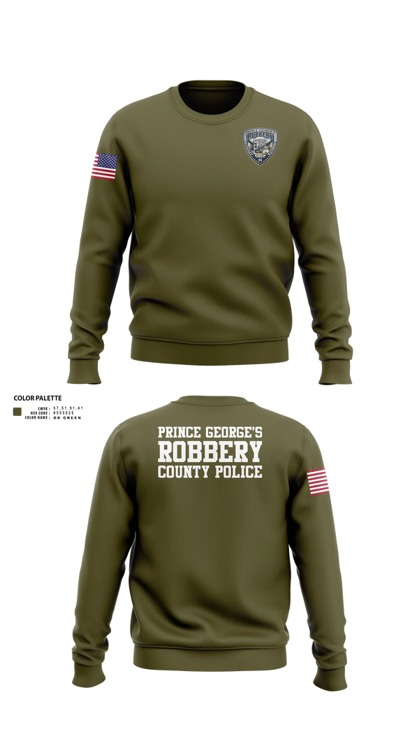 Crew Neck Sweatshirt, Prince George's County Police Robbery Unit, Police, Teamtime, Team time, sublimation, custom sports apparel, team uniforms, spirit wear, spiritwear, sports uniforms, custom shirts, team store, custom team store, fundraiser sports, apparel fundraiser