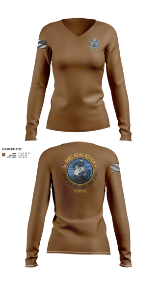 Womens Long Sleeve Vneck Shirt, NWS (Naval Weapons Station) Seal Beach, , Teamtime, Team time, sublimation, custom sports apparel, team uniforms, spirit wear, spiritwear, sports uniforms, custom shirts, team store, custom team store, fundraiser sports, apparel fundraiser