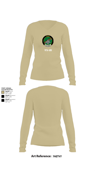 Womens Long Sleeve Vneck Shirt, VFA-105, , Teamtime, Team time, sublimation, custom sports apparel, team uniforms, spirit wear, spiritwear, sports uniforms, custom shirts, team store, custom team store, fundraiser sports, apparel fundraiser