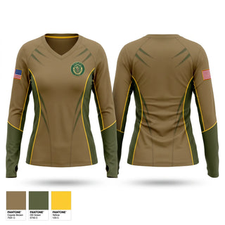 Womens Long Sleeve Vneck Shirt, 79th Military Police Company, Army, Teamtime, Team time, sublimation, custom sports apparel, team uniforms, spirit wear, spiritwear, sports uniforms, custom shirts, team store, custom team store, fundraiser sports, apparel fundraiser