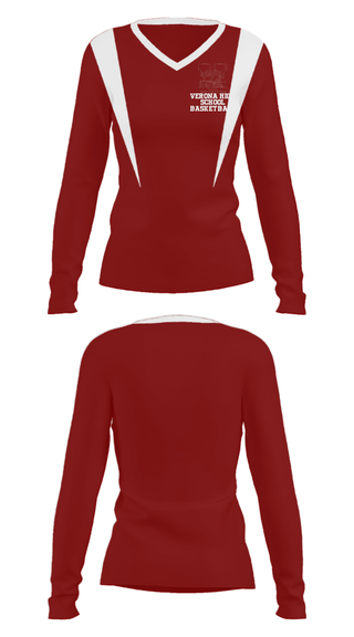 Women's Long Sleeve Vneck Shirt, Verona High School Basketball, Men's Basketball, Teamtime, Team time, sublimation, custom sports apparel, team uniforms, spirit wear, spiritwear, sports uniforms, custom shirts, team store, custom team store, fundraiser sports, apparel fundraiser